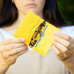 Yellow leather cardholder