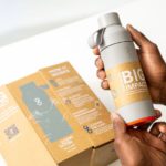 Your custom water bottle with logo comes packaged in a box to communicate the environmental impact of Ocean Bottle.
