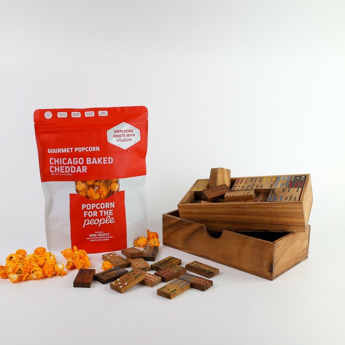 Domino game gift set with popcorn