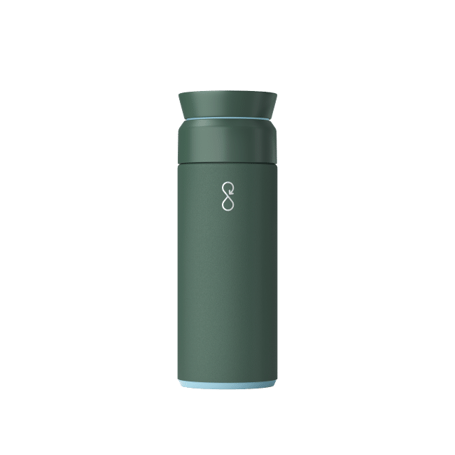 Green stainless steel travel mugs by Ocean Bottle