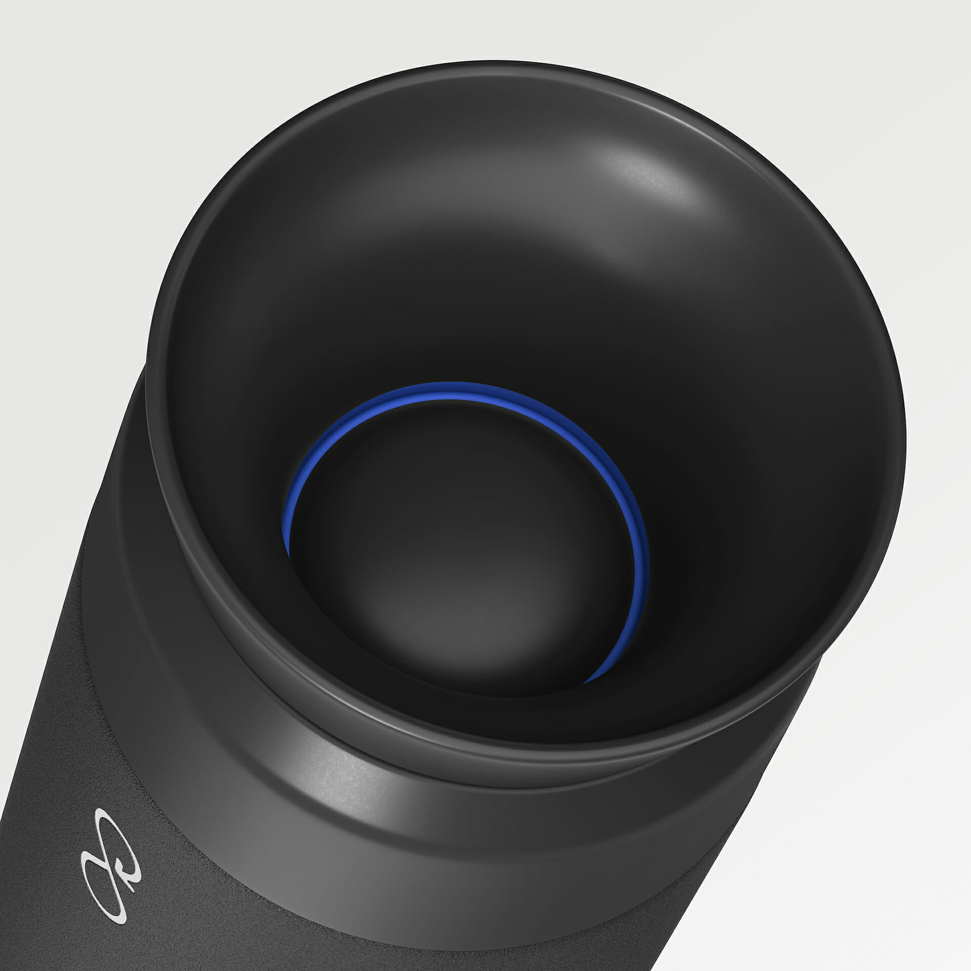 Top view of one of the personalized stainless steel travel mugs which provides a 360-degree drinking experience Top view of one of the personalized stainless steel travel mugs which provides a 360-degree drinking experience