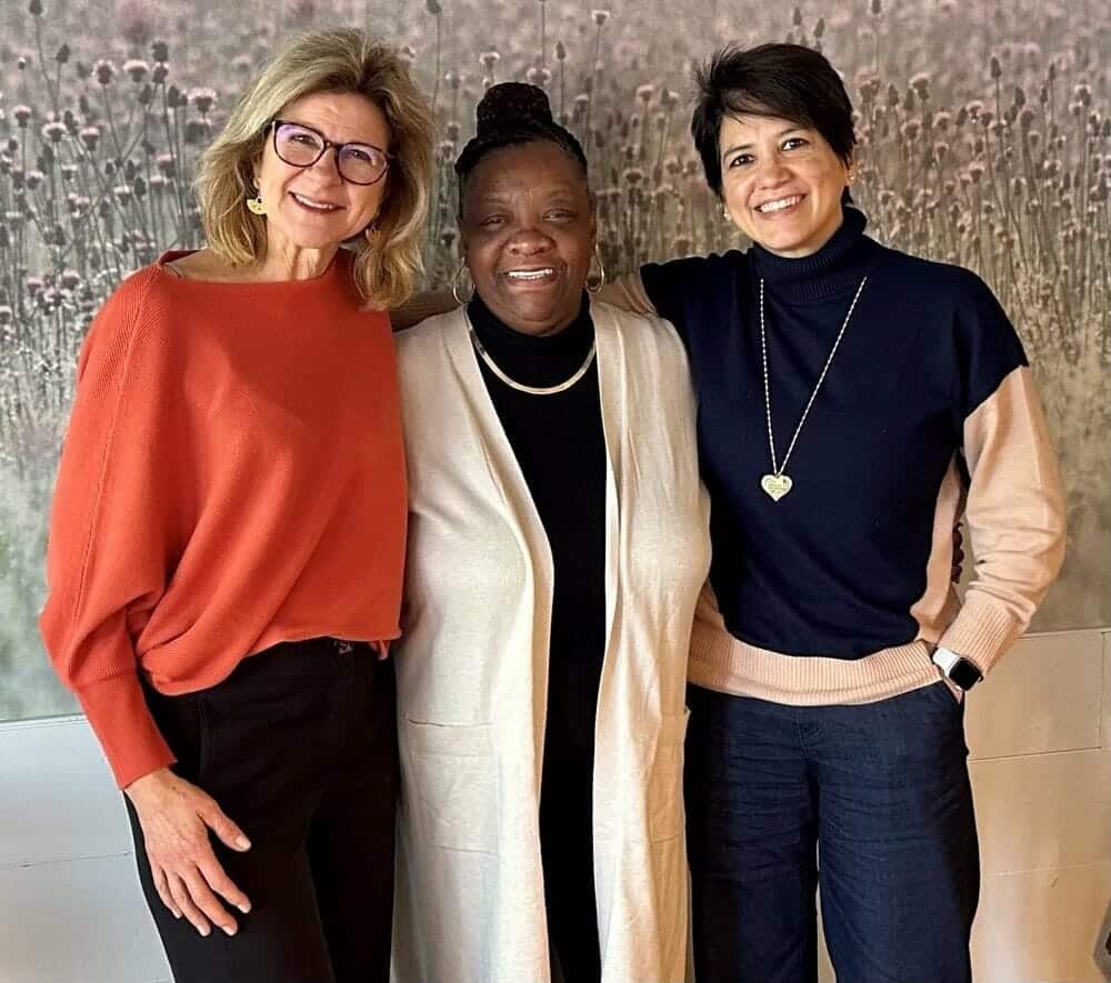 Thistle Farms with Lauri and Katrina and Deborah smiling