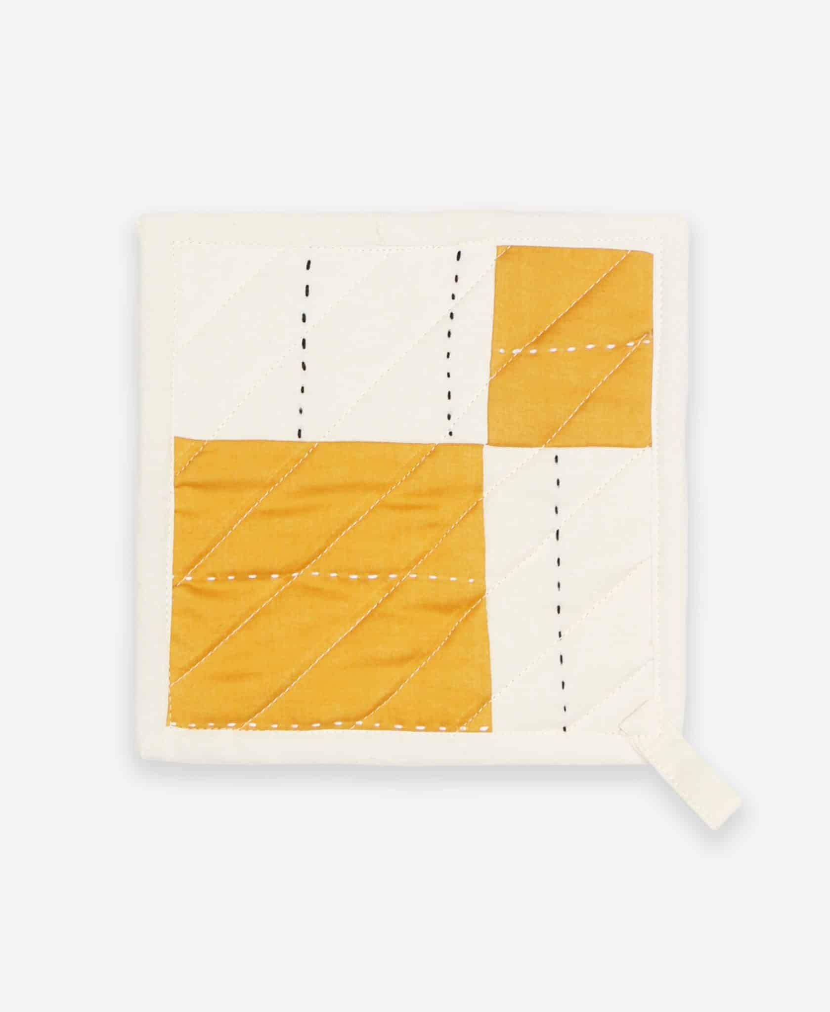 quilted pot holder mustard flatlay quilted pot holder mustard flatlay