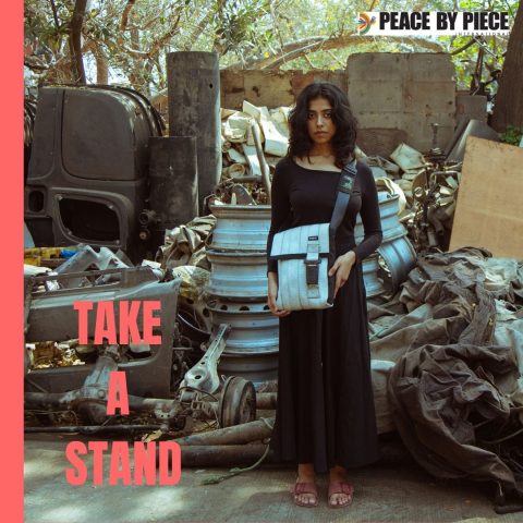 An upcycled cross body bag for a sustainable corporate gift