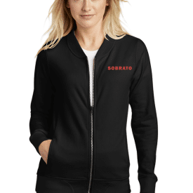 brandable zippered sweater on a blonde woman