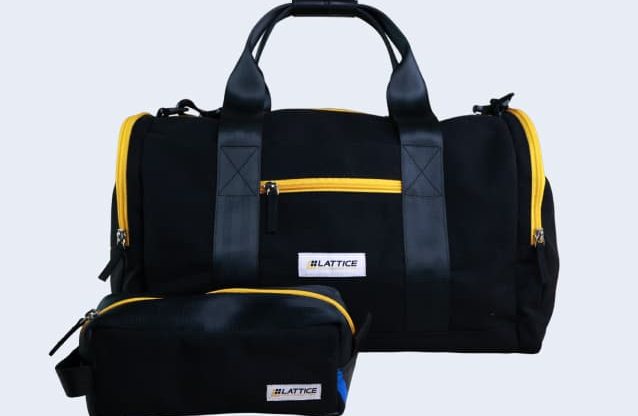 Example of a customizable gift set: gym duffel and dopp bag—personalize your own.