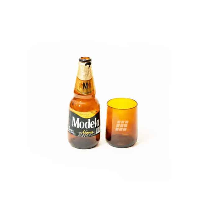 Amber glass made from a beer bottle for a branded corporate gift