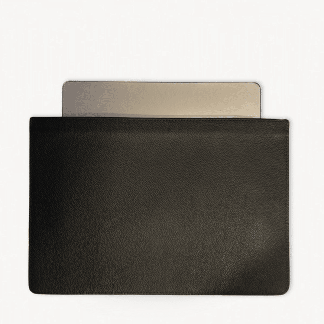 a black leather laptop as a brandable executive gift