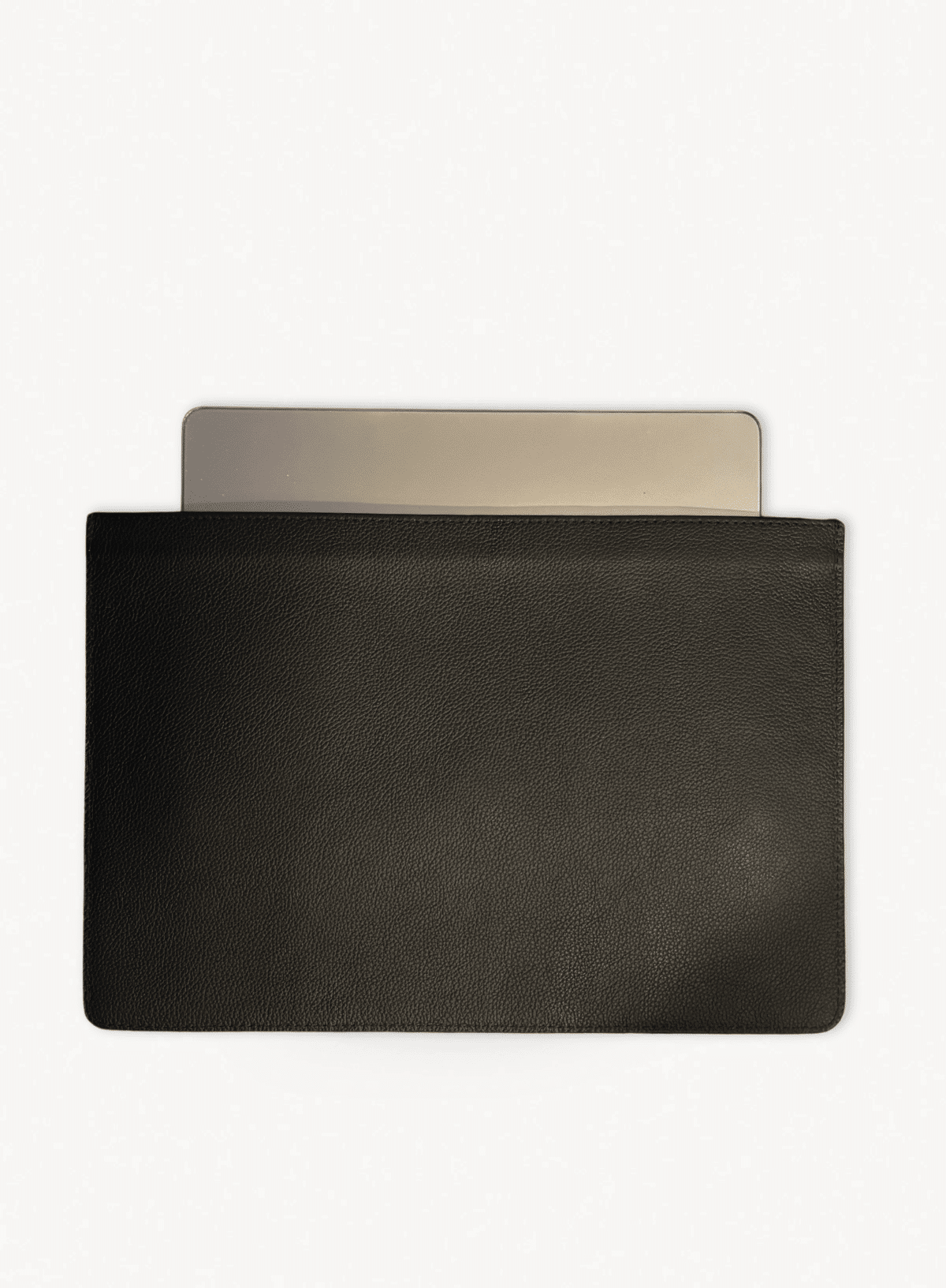 deux mains black leather laptop sleeve a black leather laptop as a brandable executive gift