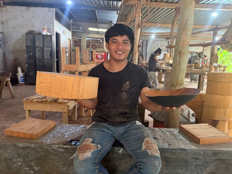 The before and after of a beautiful handmade wooden bowl that makes a unique client gift
